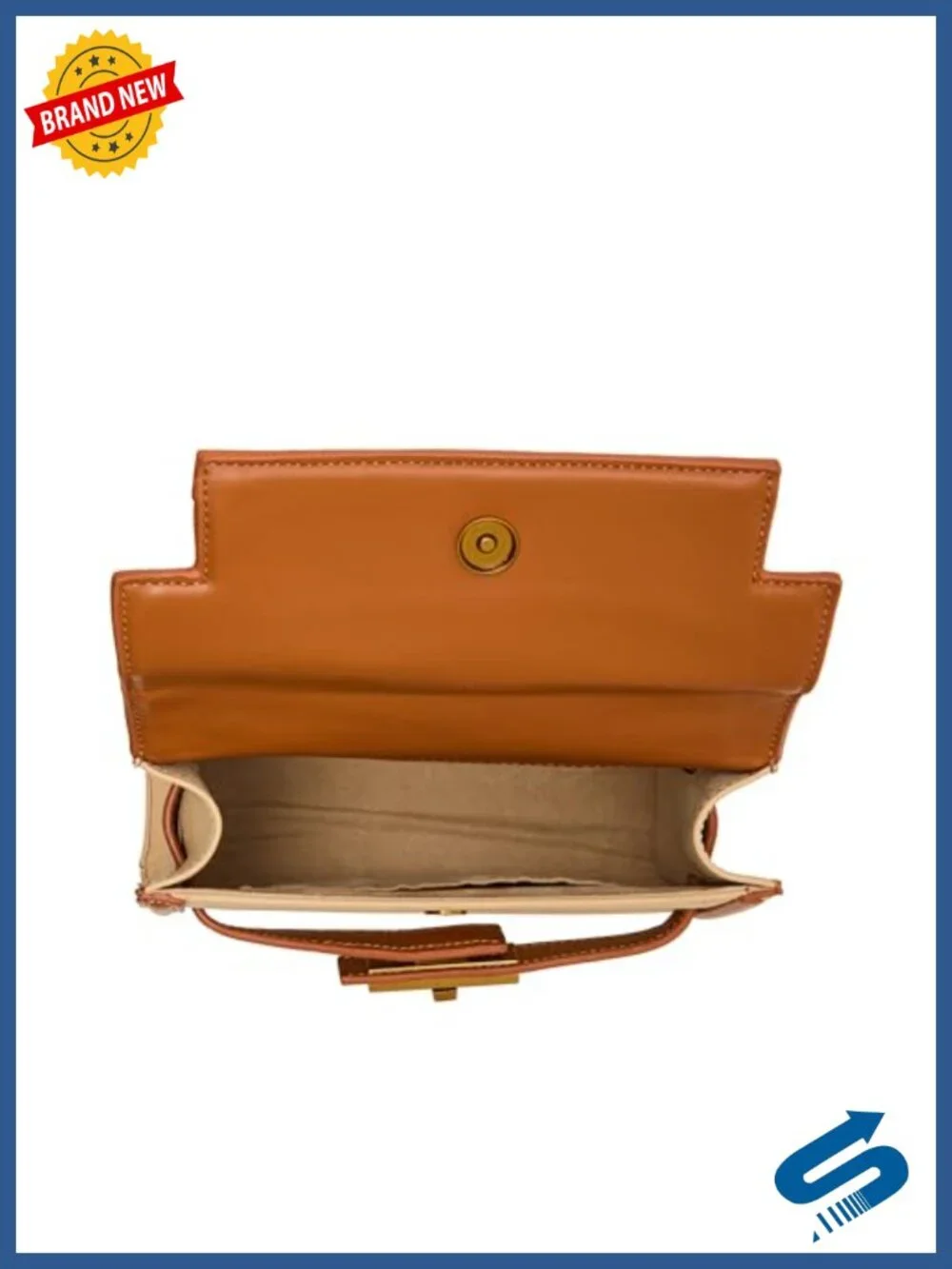 Faux Leather Satchel with Turnlock Closure and Crossbody Strap